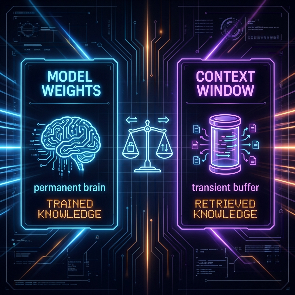 LLM State: Weights vs Context Diagram